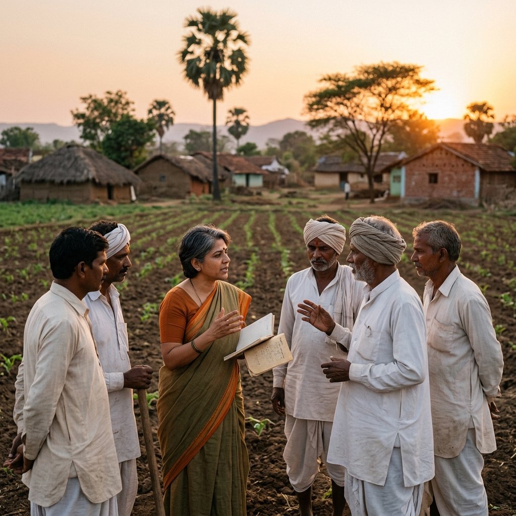 Engineer Rajan Kumar interacting with farmers